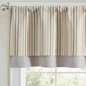 jinchan Colorful Striped Linen Double Layer Valance Christmas Pinstripe Cafe for Living Room Bathroom Light Filtering Drapes for Small Window Farmhouse Valance Rod Pocket 1 Panel 18 Inch Multi Green