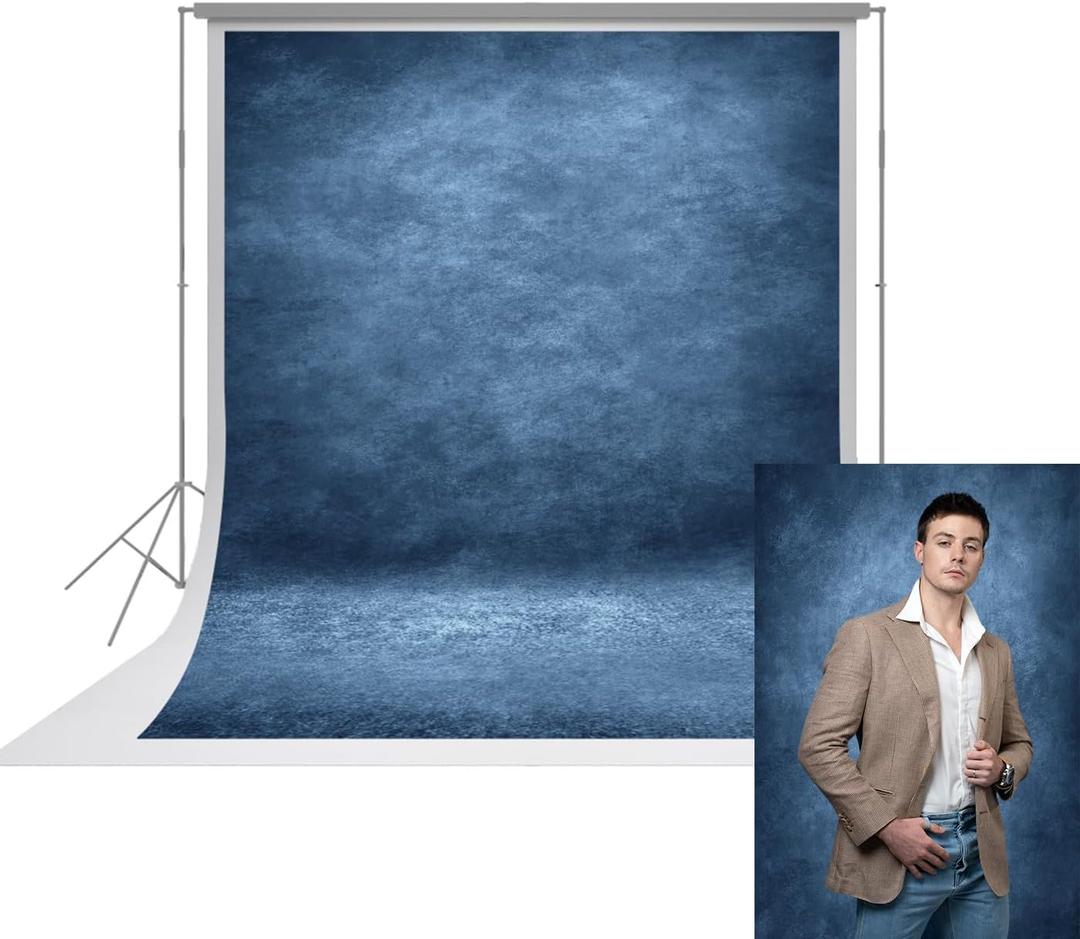 UrcTepics 8x10ft Dark Blue Senior Portrait Backdrop Professional Abstract Textured Photography Backdrop for Studio and Headshot