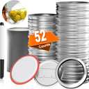 52 PCS Mason Jar Lids and Rings Regular Mouth, Reusable Canning Lids for Mason Jars, Food Grade Material Fit & Airtight, Lids for Mason Jars Complimentary whiteboard marker