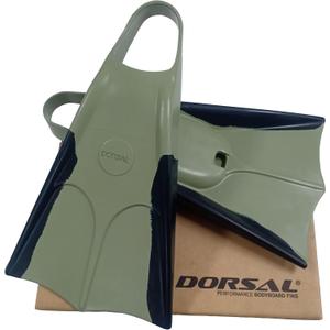 DORSAL Bodyboard Bodysurfing Floating Swimfins (Flippers) Comfortable Natural Gum Rubber for Swimming, Diving, Surfing (Medium - Mens US Size 8.5 - 9.5, Black/Green)