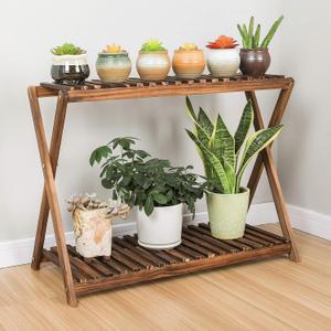 Wooden Plant Shelf Indoor, Narrow Plant Bench for Multiple Plants