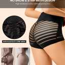 ASIMOON Tummy Control Boyshorts Underwear for Women Stretch High Waisted Shapewear Sexy Mesh No Show Panties for Ladies (Black, XL)