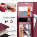 OCASE Compatible with Galaxy S25 Wallet Case, PU Leather Flip Folio Case with Card Holders RFID Blocking Kickstand [Shockproof TPU Inner Shell] Protective Phone Cover 6.2 Inch 2025, Burgundy