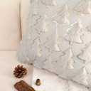 LUOYEHK Christmas Tree Throw Pillow Covers 1818 Set of 2 Winter Beige Faux Fur Sequin Decorative Pillow Cases Merry Christmas Fluffy Cushion Covers for Couch Sofa Bed