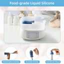 6 in 1 Baby Traveling Set Includes Straw Cleaner, Silicone Brush, Nipple Brush, Soap Dispenser, Drying Rack + Tray and Bottle Clip, Brush Washer, Newborn Essentials, Girl and Boy Gifts, Bule