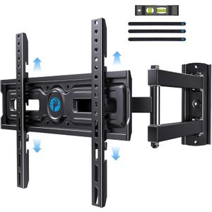 Pipishell Full Motion TV Wall Mount for Most 26-60 inch Flat & Curved TVs up to 77 lbs, Adjustable Bracket Height, Single Articulating Arm, Extension, Max VESA 400x400mm, PIMF9