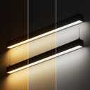 LEONLITE 4FT Linkable LED Linear Light, Dimmable Architectural LED Suspension Office Lighting Fixture, 3CCT, ETL Listed, Matte Black Aluminum Housing, Pack of 2