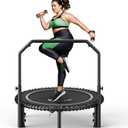 BCAN Rebounder Trampoline for Adult, 40" Fitness Trampoline with Bungees, U Shape Adjustable Foam Handle, Stable & Quiet, Indoor Outdoor Workout-Silver