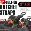 2 Pack Bolt-On Retractable Ratchet Straps (2"" x9'), 3000LBS Break Strength Ratchet Tie Down Straps Heavy Duty Auto Retracting Ratchet Straps for Motorcycle, Trailers, Boats, ATVs, UTVs