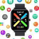 Smart Watch for Men Women Compatible with iPhone Samsung Android Phone 1.69 inch Full Touch Screen IP68 Waterproof Bluetooh Fitness Tracker Heart Rate/Sleep Monitor (Black)