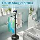 Sturdy & Solar-Powered Pool Towel Rack Outdoor - Adjustable Towel Racks with Wheels & Lights for Backyards
