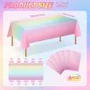 Mwellewm 6 Pack Rainbow Tablecloth Pastel Table Cloths for Parties Decorations Plastic Birthday Tablecover Party Supplies Rectangle Table Cover for Baby Shower Wedding Princess Decorations 54x108 Inch