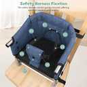 Booster Seat for Dining Table, 3-in-1 Portable Toddler Booster Chair with Safety Buckle, Height Adjustable & Foldable Baby Feeding Seat, Travel High Chair with Storage Pocket - Navy Blue