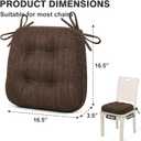 Shinnwa Dining Chair Cushions Set of 2, Dual-Layer Memory Foam Kitchen Chair Cushions, Patented Design Seat Pads with Ties, 16.5 x 16.5 x 3.5in, 4 Pack, Dark Brown
