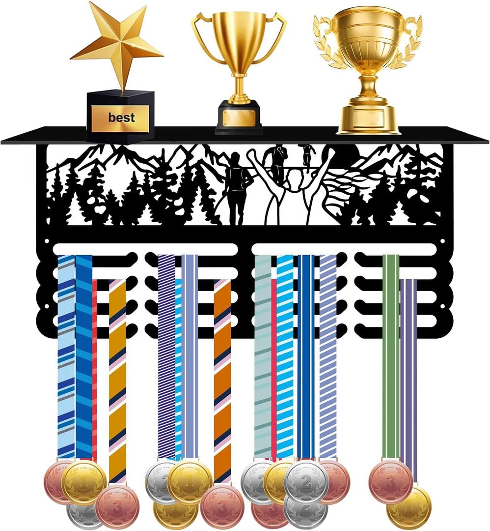 Medal Hanger Display Holder Rack for Awards, Running Medal Holder Wall Hanger, Trophy Shelf Award Ribbon Holder, Race Medal Hanger Display for Athlete Boy Girl Holder Gifts for Runners