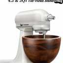 Premium Solid Walnut Wood Mixing Bowl, Compatible with KitchenAid 4.5 & 5 QT Tilt-Head Stand Mixer, Wooden Mixing Bowls for Mixer with Stainless Steel Locking Base, A Thoughtful Gift for Mixer Owners