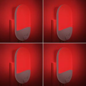 670nm Red Light Night Light for Sleep Therapy[4 Pack] - Zero Blue Light, with Dusk to Dawn Sensor Auto On/Off LED Night Light Plug into Wall for Nursery Bedroom Bathroom