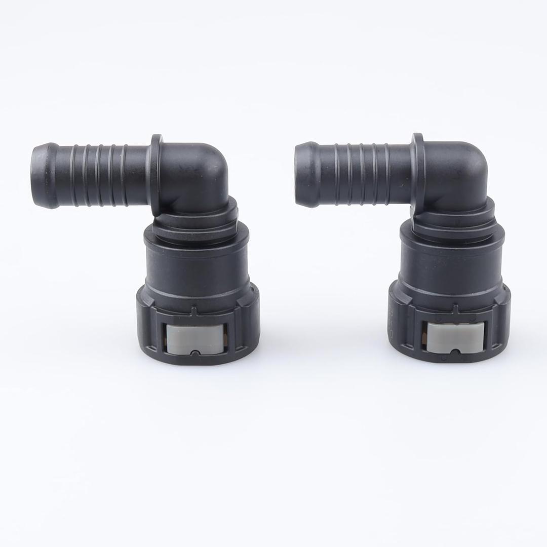 AC PERFORMANCE 90 Degree Fuel Quick Release Connector Female 5/8" Tube to Male 9/16" Barb Fit for Rubber Hose, Pack of 2