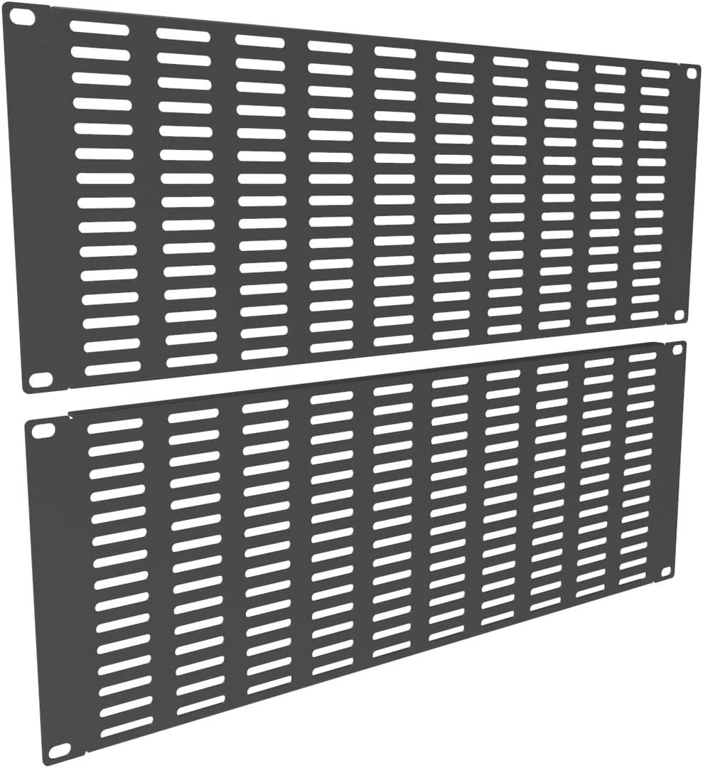 2 Pack of 4U Vented Blank Panel - Metal Rack Mount Filler Panel for 19in Server Rack Cabinet or Enclosure, Black (4U)