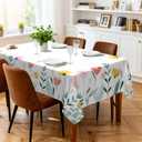 Eikione Rectangular Tablecloth 55x70Inch,Waterproof Summer Flowers Table Cloth Washable, Stain Resistant Cloth Table Cover for Party Picnic Dinner Decor