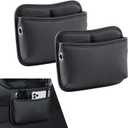 2 PCS Car Seat Side Pocket Organizer, PU Leather Mini Storage Pocket for Car Seats, Doors, Consoles, Dashboard, Vehicle Gap Filler Organizer for Phone, Keys, Sunglass, Wallet (Black)