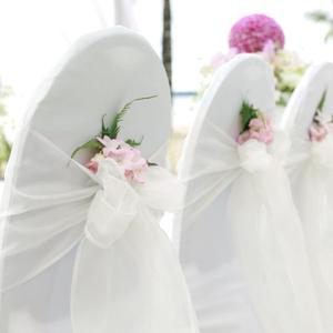 25 Pcs Organza Chair Sashes for Wedding Banquet Party Decoration Chair Bows Ties Chair Cover Bands Event Supplies - Ivory