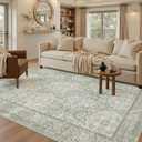 Soalmost 6x9 Area Rug for Living Room Washable 6x9 Rug Non-Slip Modern Rugs for Bedroom Dinning Room Ultra-Thin Indoor Green/Brown Rug