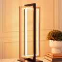 EDISHINE LED Table Lamp, 3 Color Temperatures Bedside Lamp (3000K 4500K 6000K), Stepless Dimmable Nightstand Lamp for Living Room Bedroom Office, Dual-Frame Rectangle, Angle Adjustable 850LM 18W (Gold)