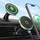 15W for Magsafe Car Mount Charger, Wireless Car Charger Magnetic Air Vent/Dashboard Fast Charging Phone Holder for iPhone 17 16 15 14 13 12 Serie Samsung
