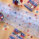 Fanfanwin 4pcs 4th of July Patriotic Table Runner, 9ft Cheesecloth Table Runner Gauze Decoration Red White and Blue Stars for Independence Day America's 250th Anniversary Home Party (Stars)