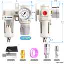 TAILONZ PNEUMATIC 1/2 Inch NPT 2 in 1 Air Filter Pressure Regulator Combo Piggyback, Air Tool Compressor Filter with Gauge AF4000+AR4000