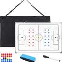 Lincia 35" x 24" Magnetic Soccer Coaching Whiteboard Large Double Sided Sport Coach Whiteboard Equipped with Magnetic Marker, Pen, Eraser and Carry Bag Soccer Football Tactical Presentation Clipboard