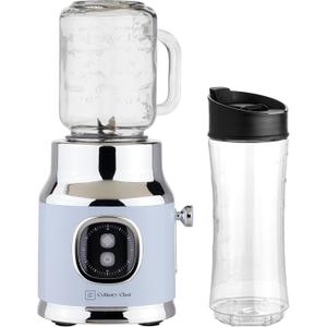 CULINARY CHEF Retro Smoothie Maker Personal Blender with Mason Jar, Perfect for Shakes and Smoothies, Countertop, Dishwasher Safe, BPA-Free, High Power 300W, BLUE