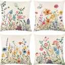 ONFAON Spring Decorations for Home - Spring Pillow Covers 18x18, Outdoor Pillow Covers Springtime Farmhouse Throw Pillow Cover Garden Linen Cushion Case for Home Decor (Spring02)