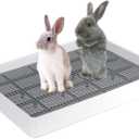 FHTONGE Extra Large Rabbit Litter Box Trainer Tray, Bunny Potty Training Litter Box for Cage,Rectangular Rabbits Litter Pan Pet Toilet with Grid for Squirrel Guinea Pig Rat Chinchilla Hedgehog Hamster