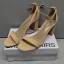 DREAM PAIRS Women's Chunk Low Heel Pump Sandals, 7.5, Nude/Nubuck