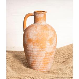 Terracotta vase with Handle, 10inch Boho Unique Textured Pottery, Farmhouse Antique Decorative Ceramic vases for Flowers, Centerpieces, Living Room. (Rustic Jug-Terracotta)