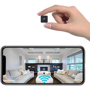 Mini Wireless Camera Home Security Cam Indoor HD Camera Small Smart WiFi House Portable Cameras Tiny House Nanny Body Cam Battery Life Powered Body Cameras 150 Wide Angle Night Vision Motion Detection (Black)