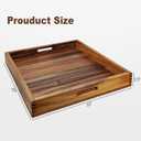 20x20Inches Walnut Wooden Ottoman Tray with Handles,Square Coffee Table Serving Tray for Home Decor,Couch Table for Party,Patio Breakfast Trays for Bed no Legs