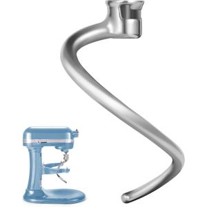 Stainless Steel Dough Hook Replacement for KitchenAid 7 QT Bowl-lift Stand Mixers, Stainless Steel Spiral Dough Hook Attachment for Kitchen aid attachment parts, Dishwasher Safe