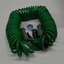 3/8" Lightweight Coil Garden Hose 50 FT, EVA Flexible Curly Water Pipes with 6-Pattern Spray Nozzle for Boat, Greenhouse, Yard, Patio, Green
