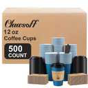 Clawsoff 500 Pack 16 oz Disposable Paper Coffee Cups with Lids(Navy) (EXP 05/05/29)