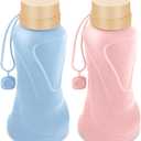 Collapsible Water Bottles 2 Pack,Leak Proof,Reuseable BPA Free Silicone Foldable Water Bottles,Durable Lightweight for Travel Gym Camping Hiking,Compact Size Portable Sports Water Bottle (Pink&Blue)