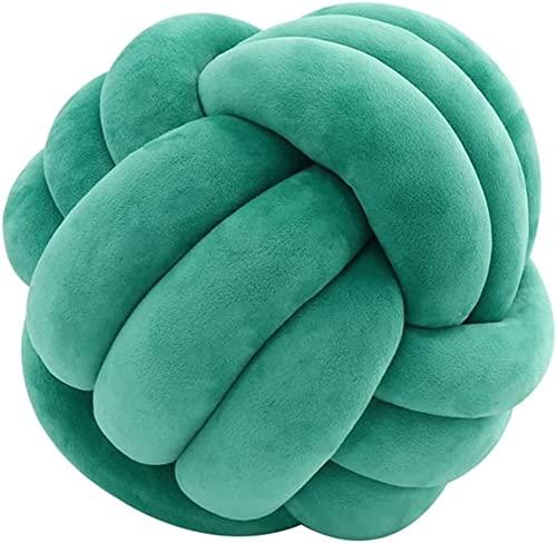 WAIUYIA Knot Ball Pillow Decorative Plush Cushion Cute Throw Pillow Round Ball Cushion Knot Pillows for Sofa Office Home Decor (Green,L-13.7 inch)