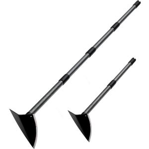 Triangle Hoe with Long Handle- 15 to 72 Inch Adjustable, Heavy Duty Metal Garden Hoe for Gardening Weeding Digging Loosening Soil Edging Cultivating, Handheld Triangular Garden Hoe