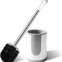Toilet Brush, Compact Toilet Bowl Brush and Holder, Stainless Steel Handle, Toilet Cleaner Brush Deep Cleaning for Bathroom, Easy to Assemble White & Grey  (1 Pack)
