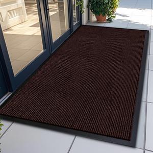 71" x 36" (6' x 3') Indoor Outdoor Door Mat,Large Heavy Duty Entrance Doormat,Non-Slip Rubber Backing Low-Profile Welcome Entrance Mats for Entry, Brown (4' x 5'11" (Rectangular))