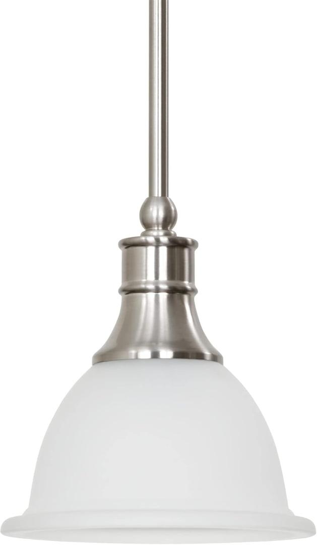 Kira Home Ellie 8" Adjustable Mini Pendant Light w/Frosted Glass Shade & Brushed Nickel Finish