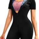 Junlan Sauna Suit for Women Full Body Jumpsuit Waist Trainers for Women Belly Fat Workout Sweat Suit, L