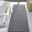 LOCHAS Luxury Bathroom Rug Shaggy Bath Mat 24 x 70 Inch, Washable Non Slip Bath Rugs for Bathroom Shower, Soft Plush Chenille Absorbent Carpets Mats, Gray (Grey)